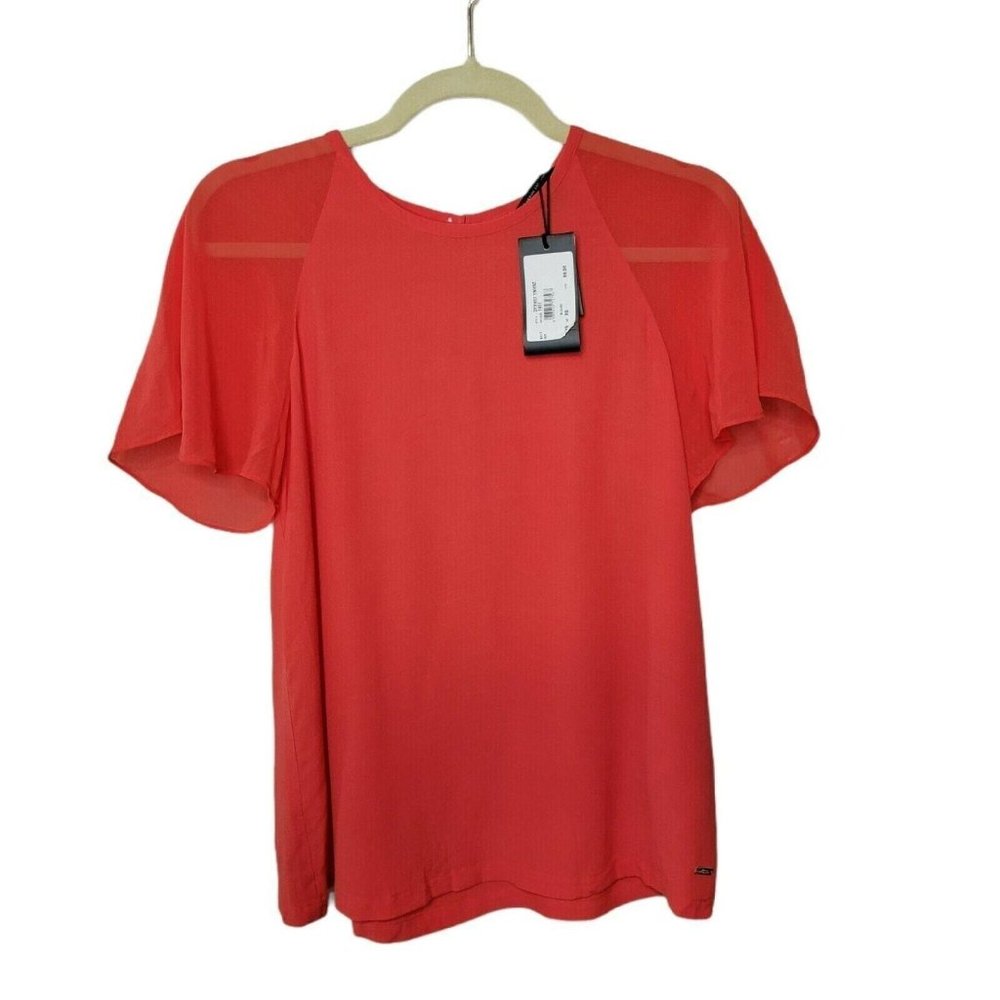 Armani Exchange Women Red Short Sleeve Blouse Top‎ size XS NEW